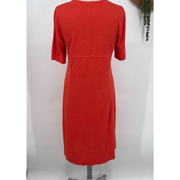 Eileen Fisher organic cotton and hemp deep v neck midi dress Geranium‎ Small - Picture 4 of 12